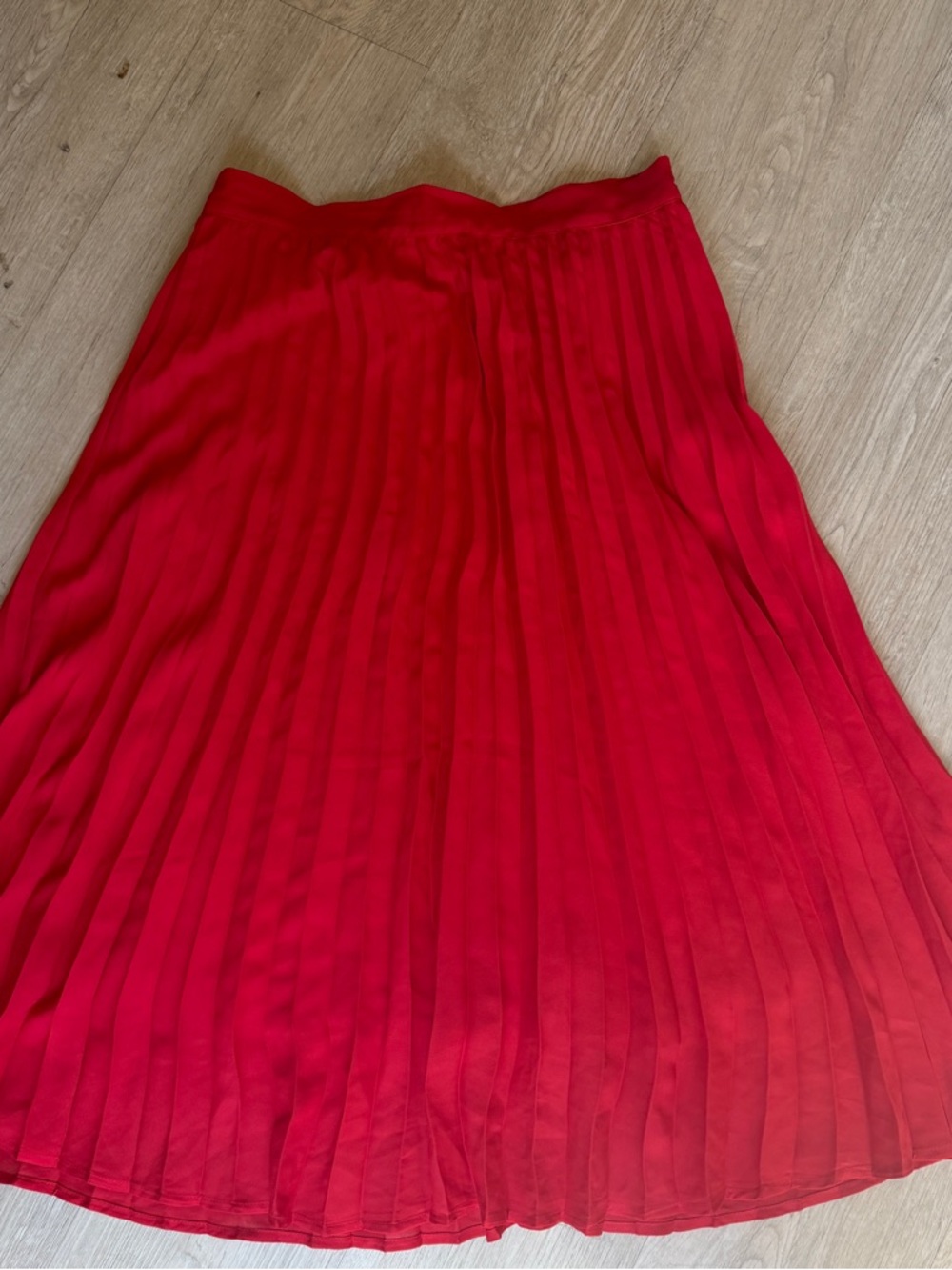 Forever 21 Red Pleated Skater Midi Skirt
